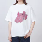 opeeのおみせのたこねこピンク オーバーサイズTシャツ