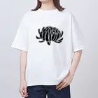 おばけ植物園のおばけ花（キク）モノクロ Oversized T-Shirt