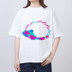 shi-chi Labo graph(詩一）のガラスチェックハリネズミ Oversized T-Shirt