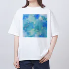 葉月あさこ(風椋)＠癒しの書【公式】のインクアート ブルー系 オーバーサイズTシャツ