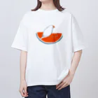 hayakawa(文鳥絵)のスイカ文鳥 オーバーサイズTシャツ