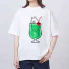 前髪ぱっつん◆SUZURI店のクリームソーダ◆豚トッピング オーバーサイズTシャツ