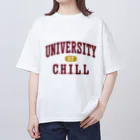 グラフィンのチル大学 エンジ文字 Oversized T-Shirt