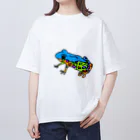 Full of vitality　(フル　オブ　バイタリティ)のカエル　ブルー Oversized T-Shirt