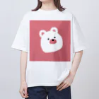 ゆるゆるイラストです。のピンクのくまさん。 オーバーサイズTシャツ