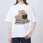 生活リズムが猫のひとの読書家(こぶた) オーバーサイズTシャツ