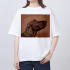 【CPPAS】Custom Pet Portrait Art Studioのアイリッシュセッタードッグ - レンガブロック背景 Oversized T-Shirt