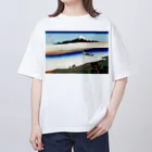 寿めでたや(ukiyoe)のFujiyama ukiyoe 葛飾北斎_冨嶽　武州玉川 オーバーサイズTシャツ