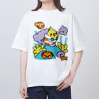 Cody the Lovebirdの（両面）オカメインコと海のお友達 & 南の島で夏休み Chubby Bird オーバーサイズTシャツ