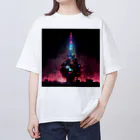 鶴居崙の A mountain of dolls, a giant sword thrusting through the air, May rain, a burning tower of Babel, オーバーサイズTシャツ