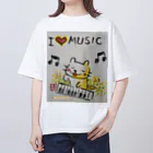 KIYOKA88WONDERLANDのピアノねこちゃん piano kitty オーバーサイズTシャツ
