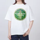 💖宇宙整体♪🌈♪こころからだチャンネル♪💖のFlower of  Life waving  🌈LOGO version Oversized T-Shirt