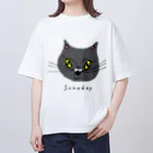 希鳳のグレーの猫 オーバーサイズTシャツ