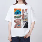 one_next_stepの水彩画でえがく山と犬 オーバーサイズTシャツ