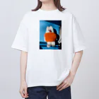 HARUNA AOKIのしゃぼんぼん・朝焼けのオレンジニット Oversized T-Shirt