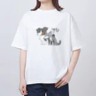 🌼🦊ボーダーコリーおぼまな屋🦝🍋のボーダーコリーおぼまな オーバーサイズTシャツ