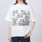 villonのやわらか自慢うさぎ　筆ペン画 オーバーサイズTシャツ