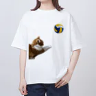 煮豆Zのレシーブ猫 オーバーサイズTシャツ