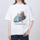 矢高あおいの【Prairie dog lover×Art】草原の少女たち Oversized T-Shirt