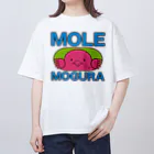 map5（マップファイブ）デザイン・ライセンス・ストック　のモグラ・グッズ・正面・ピンク・イラスト・デザイン・MOGURA・MOLE・土竜・動物・Tシャツ・トートバック・かわいい・モグラグッズ・土の中・穴掘り・土遊び・スコップ・モグラ生活・ドリル オーバーサイズTシャツ