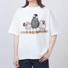 森図鑑の[森図鑑] 三羽文鳥 オーバーサイズTシャツ