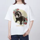 卯月まめのもふもふイラスト屋さんの【No.11】I LOVE FERRET オーバーサイズTシャツ