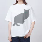 cuchito cuchitoのまったり猫 グレー Oversized T-Shirt