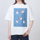 illustrator/ioriの野鳥観察_エナガ オーバーサイズTシャツ