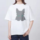 cuchito cuchitoのひょっこり顔出し猫　グレー オーバーサイズTシャツ