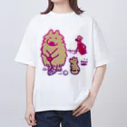 イラスト MONYAAT のポメラニアン　ゴルフ2 A オーバーサイズTシャツ