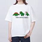 黒猫とカンパニュラの【ドット絵】植物食恐竜(HERBIVOROUS DINOSAUR) オーバーサイズTシャツ