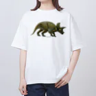 segasworksのTriceratops horridus(トリケラトプス ・ホリドゥス)着彩画 オーバーサイズTシャツ