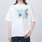 Keriiのイラストのシャボン玉アート　ブルー系 オーバーサイズTシャツ