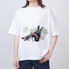 bennのかすみ草を集めるうさぎとカッコウ オーバーサイズTシャツ