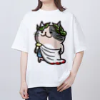 ひよこ男爵とまだむにゃんのにゃえさる (まだむにゃん) オーバーサイズTシャツ