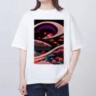 マッケンデジタルワールドのレトロでエモい"lofiアート"【浮世絵サイバーパンクシティ】 オーバーサイズTシャツ