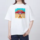 Ruru's worldの01ドット絵　ruruちゃん／三輪車でお散歩　首里城編 オーバーサイズTシャツ