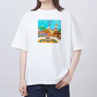 Ruru's worldの01ドット絵　ruruちゃん/三輪車でお散歩　アメリカンビレッジ編 オーバーサイズTシャツ