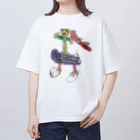 KidsArtの【子どもの絵】長い髪の女の子 オーバーサイズTシャツ