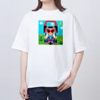 Ruru's worldの01ドット絵　ruruちゃん/三輪車でお散歩　 オーバーサイズTシャツ