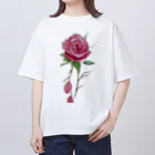 Pure loveの薔薇色の愛 オーバーサイズTシャツ