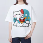 DECORの気づかいのできるネコ　ロケットver. Oversized T-Shirt