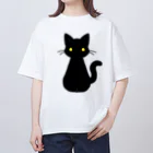 nekono0mimozaのシンプルな金眼の黒猫さん Oversized T-Shirt