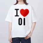 한글팝-ハングルポップ-HANGEUL POP-のI LOVE 이-I LOVE 李・イ- ロゴ オーバーサイズTシャツ