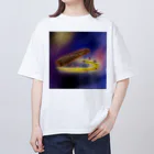 箏譜職人 織姫の箏と桜（箏譜「荒城の月」イメージ画像）正方形 オーバーサイズTシャツ