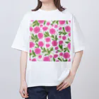 Katie（カチエ）の手描きの花柄（ピンク） Oversized T-Shirt
