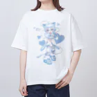 IENITY　/　MOON SIDEのさいばーにゃんこ 💙 (Ver.A) ブルー オーバーサイズTシャツ