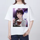 Mahiroshka まひろ朱夏 絵と音楽のドラム少女 オーバーサイズTシャツ