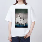 MUGEN ARTの小原古邨　雪中群鷺（白鷺の群れ）日本のアートTシャツ＆グッズ オーバーサイズTシャツ