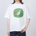 とりやまいろいろグッズのあひるとお花 Oversized T-Shirt